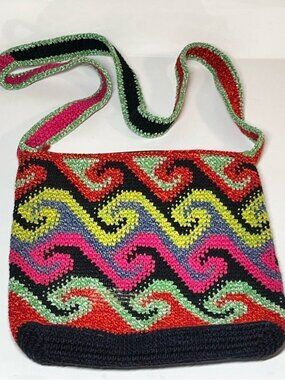 Bamboo Trading Co Handcrafted Colorful Chevron Zipper Close Crossbody Bag